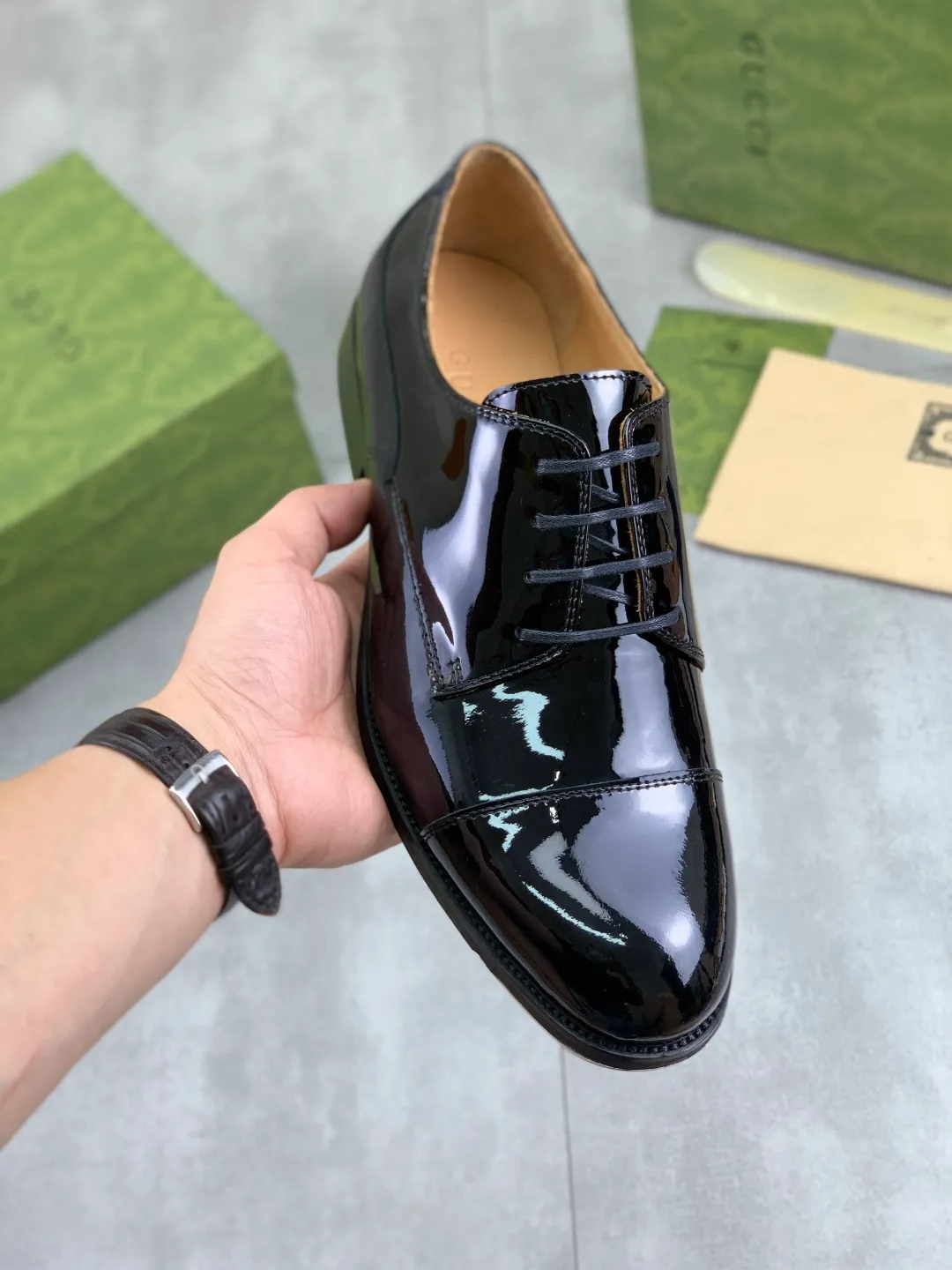 Men's men's shoes 💰P640 [New style] Water dyed cowhide 💰💎💎💎 [Gucci] GUCCI high-end men's formal business leather shoes, original order 1:1! Original imported high-end open-edge beaded calfskin, original metal buckle, imported first-layer cowhide lining for feet. Original high-end outsole, men's shoe size: 39-44 (45 customized) 2️⃣ colors available